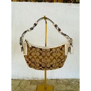 Vtg Coach canvas kakhi Purse braided Shoulder Handbag soho bag 6266